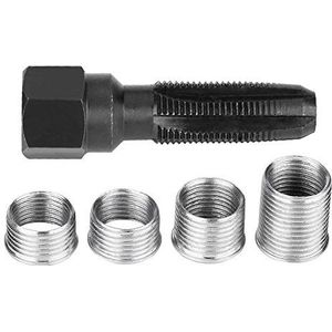 Keenso Inbouwset voor bougies van koolstofstaal 5 delig bougiehouder met schroefdraad en 4 bougieinzetstukken reparatie 14 mm Handgereedschap-Speciale Bougie Tapset