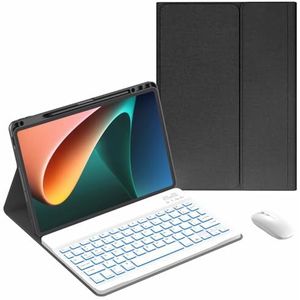 Toetsenbordhoes voor HUAWEI MatePad 10.4 inch 2022, 7 Kleuren Achtergrondverlichting, Ingebouwde Potloodhouder, Magnetisch Afneembaar Draadloos Toetsenbord met Bluetooth Muis,Black 1