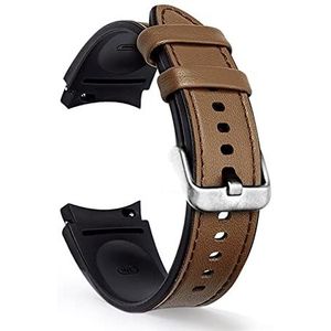 20mm horlogeband geschikt for Samsung horloge 4 40mm 44mm armband Compatible With Samsung Galaxy horloge 4 Classic 42mm 46 siliconen + lederen horloges4 bands (Color : Brown-Sliver, Size : WATCH4 CL