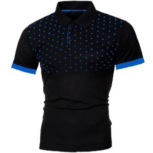 LQHYDMS T-shirts Mannen Mannen Shirt Tennis Shirt Dot Grafische Plus Size Print Korte Mouw Dagelijkse Tops Basic Streetwear Golf Shirt Kraag Business, Zwart Blauw C, M