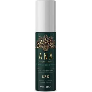 ANA Naturkosmetik Zonwerende lotion LFS 30, unieke, vochtinbrengende zonnecrème op basis van aloë vera direct sap en jojoba-olie, organisch UV-filter complex 200 ml - Made in Germany