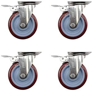 Set van 4 met remmen, Reserverollen voor Banken en salontafels, Huishoudelijke apparaten, DIY-accessoires, Jujube-nylon wielen, Draagvermogen 25 kg per wiel (Kleur: Swivel Caster, Maat: 12 cm)