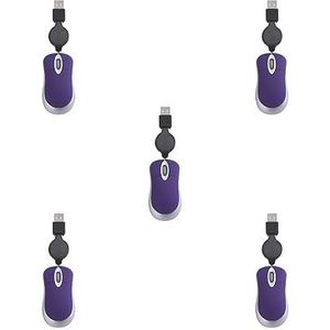 Mealoodiousmusea 5 set Computer Muis Bedrade Optische Leuke Telescopische Intrekbare Usb-kabel Ergonomisch Ontwerp Verstelbare Gaming Muizen Kantoor Kids Paars