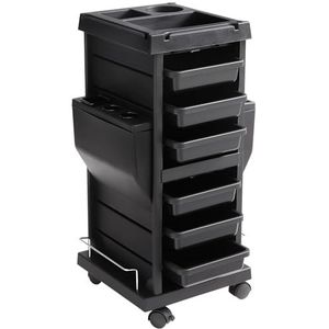 VEVOR Ultimate Salon Trolley Cart, afsluitbare schoonheidssalon kar voor stylist met 6 verwijderbare laden en gereedschapshouder, kunststof kappers rollende kar met afsluitbare wielen voor Beauty SPA
