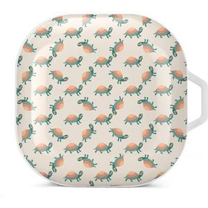 Cartoon schildpad oordopjes hoesje compatibel met Samsung hard shell beschermhoes wit stijl