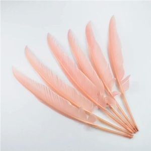 10 stks/partij gekleurde kalkoenveren eend vleugelveer ambachten 25-30 cm 10-12 ""witte pluimen handwerkaccessoires bruiloft decoratie-shell roze