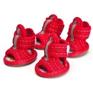 Zhexundian Hot Koop Casual Anti-Slip Small Dog schoenen, schattig huisdier schoenen, Lente-zomer ademend Soft Mesh sandalen, Candy kleuren, 4pcs / lot (Color : Red, Size : 3)
