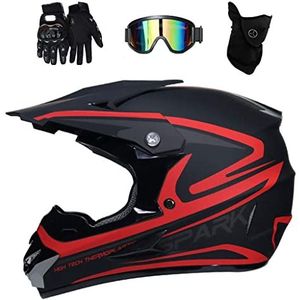 Volledig Gezicht Motorcrosshelm - Rood - Jeugd Kind Offroad Helm