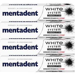 4 x Mentadent White System actieve kool tandpasta bleekmiddel - 4 flessen van 75 ml