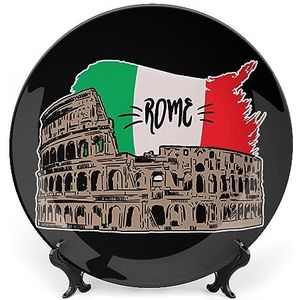 Italië Vlag Rome Colosseum Grappige Bone China Plaat Keramische Bone Platen Decoratieve Gift Voor Nieuwe Huis, Kerstdag, Moederdag