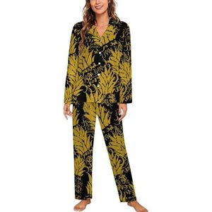 Ananas Dames Lange Mouw Button Down Nachtkleding Zachte Nachtkleding Lounge Pyjama Set L