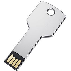 64 GB USB-stick, sleutelvorm, geheugenstick, Uflatek USB 2.0, flashdrive, zilver, draagbaar, flashdrive, waterdicht, geheugenstick, sleutel, gegevensopslag, goed cadeau voor verjaardag