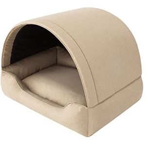 PillowPrim Hondenbed, stoffen hondenhuis, kattenmand, hondenhok, hondenmand, hondenbed, slaapplaats, meubels voor dieren, hondenbank, beige, L: 60x47 cm