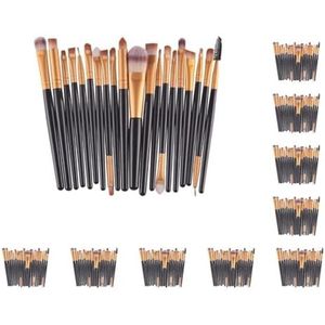 10 set 20 Stuks/set Professhional Make-up Borstels Foundation Poeder Borstel Zwart Goud