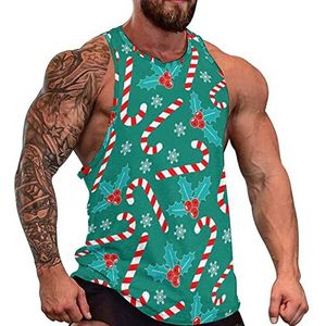Romantische Kerst Mens Spier Tank Top Gym Fitness Tank Shirts Volledige Print Mouwloze Tees Vest M