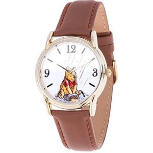 Disney Mannen Analoge Quartz Horloge Met Lederen Band WDS000765, Bruin, Quartz Horloge
