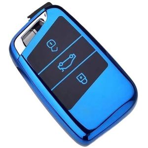 Sleutelbehuizing Voor Auto Afstandsbediening Sleutel Case Cover Soft TPU Houder Shell Fob Voor Magotan Voor Passat B8 Voor Superb A7 Accessoires Autosleutelhoesje(Blue)