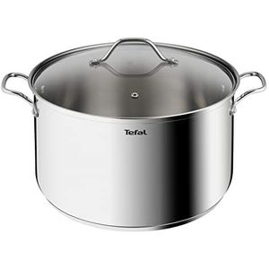 Tefal Intuition XL Grote kookpan van roestvrij staal, 32 cm/12 l, inductie, roestvrij staal 18/10, premium kwaliteit, maat XL, robuuste handgrepen, glazen deksel B8647404