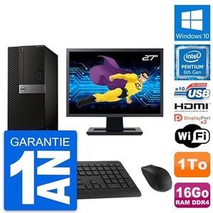 Dell PC Tower 5050 display, 27 inch, Intel G4400 RAM, 16 GB, harde schijf 1 TB, HDMI, Windows 10, wifi (gereviseerd)