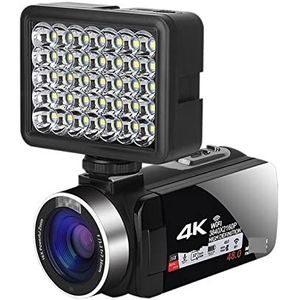 Videocamera Vlogcamera Recorder Digitale videocamera Professionele 4K-camcorder Invullicht Vlogging-kit for streaming met 16X zoomfotografie(128G SD Card,With Light)