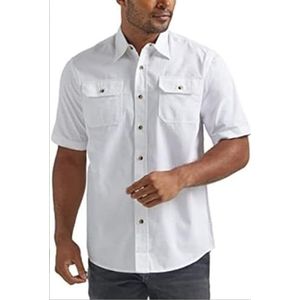 Vlek- En Kreukvrij Werkoverhemd For Heren, Met Korte Mouwen heren t-shirt (Color : Blanc, Size : XXXL)