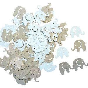 Feestdecoraties 100 stuks goud zilver olifant met confetti Oh Baby Confetti 1e baby shower tafel geslacht onthulling verjaardagsfeestje decoratie (kleur: blauw grijs)