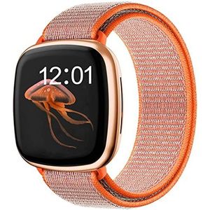 Strap-it Fitbit Versa 3 nylon bandje (oranje)
