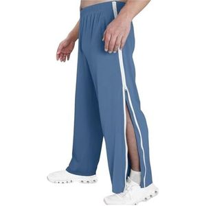 Revalidatiebroeken For Heren En Dames Met Zakken M-3XL, Joggingbroeken For Heren, Wijde Joggingbroeken, Trainingsbroeken Met Zijopening, Sportbroeken, Elastische Tailleband, Strepen(Blue,M)