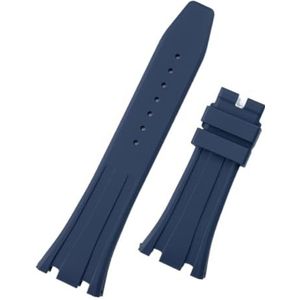 LUGEMA 26 Mm Topkwaliteit Zachte Siliconen Rubberen Horlogeband Compatibel Met AP-riem 15400/15500/26331 Haken (Color : Dark Blue, Size : BLACK HOOKS_SR BUCKLE)