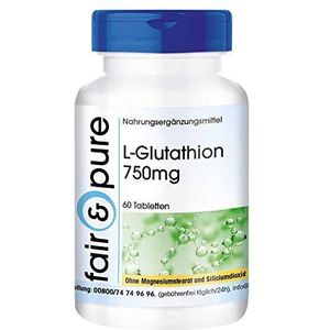 Fair & Pure® - L-glutathion 750mg - gereduceerd - vegan - hoge dosering - zonder magnesiumstearaat - 60 L-glutathion tabletten