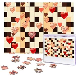 500 stukjes puzzel voor volwassenen gepersonaliseerde foto puzzel dambord harten aangepaste houten puzzel voor familie, verjaardag, bruiloft, spel nachten geschenken, 51,8 cm x 38 cm