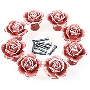 RetroKnobs, kastknoppen, Kastbeslag Lade Dressoirs Knoppen 10st Polka Dotted Ronde Keramische Keukenkast Kast Lade Deurknoppen Handgrepen (Oranje)/Roze (Color : Pink)