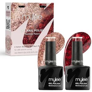 Mylee Gel Nagellak Set 2x10ml [Festive Feast] - UV/LED Soak-Off Nail Art, Langdurig en gemakkelijk aan te brengen, Manicure en Pedicure, Professioneel, Salon & Thuisgebruik [Kerstmis 2024]