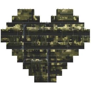 Leger digitale camouflage legpuzzel - hartvormige bouwstenen puzzel-leuk en stressverlichtend puzzelspel