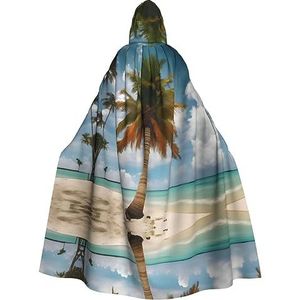 FRGMNT Palmboom Tropische print Mannen Hooded Mantel, Volwassen Cosplay Mantel Kostuum, Cape Halloween Aankleden, Hooded Uniform