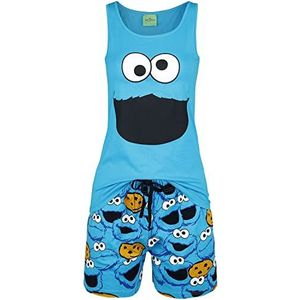 Sesame Street Krümelmonster - Face Pyjama blauw XL 100% katoen Animatie, Fan merch, TV-series