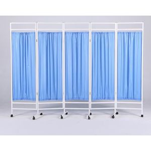 Medische kamerverdeler met opvouwbare panelen, mobiel medisch privacyscherm, waterdicht nylonweefsel, kamerverdeler met vergrendelbare wielen, geschikt, 189 cm hoog(Blue,5-panel)