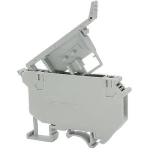 50 stuks UK5 HESI DIN-Rail Zekeringklemmenblokken, 4 mm vierkant, puur koper, universele schroefaansluiting, grijs, zwart, Uk5-Hesi (Kleur: Grijs 50 stuks, Maat: 5A zekering)