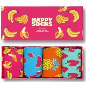 Happy Socks - 4-Pack Amazon Banana Box - Sokken - Groen-Blauw-Oranje-Geel-Roze