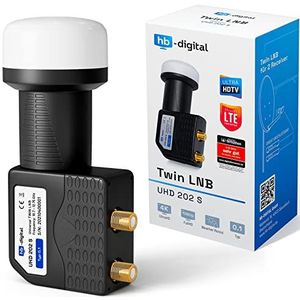 hb-digital Twin LNB (test zeer goed *) LNC hoofd 2 deelnemers Direct LTE Protected Satelliet Digital Sat Full HD TV 3D 4K UHD contacten verguld weersbescherming zwart zwart