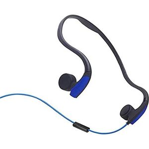 DESAV Bedrade beengeleiding hoofdtelefoon, buitensporten open oortelefoon, 3,5 mm audio-aansluiting, met ruisonderdrukkende microfoon voor hardlopen, sport, blauw