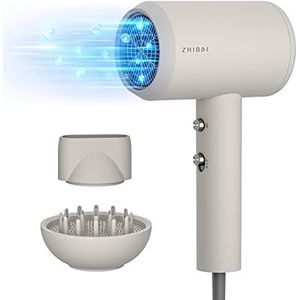 ZHIBAI Professionele föhn met 2 temperatuurmodi, 1 diffuser en 1 stylingmondstuk, negatieve ionenföhn voor vrouwen, kinderen, thuis, reizen, salon
