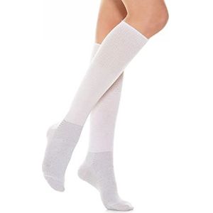 RelaxSan 550L (Wit, 4) Sokken zonder elastiek Heren Dames, Kniekousen, Geen Compressie, Diabetische Voeten, Katoen en Zilver