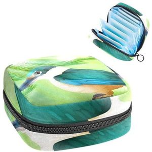 Maandverband Opbergtas, Menstruatiecup Pouch Tampon Bag, Menstruatie Pads Houder Organizer voor Vrouwen Meisjes, Vogel