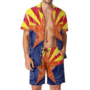 Arizona State Paisley vlag Hawaiiaanse sets voor mannen button down korte mouw trainingspak strand outfits S