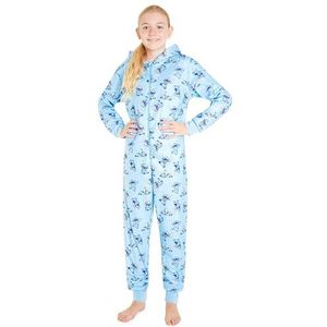 Disney Pyjama voor meisjes, Stitch pyjama voor meisjes, met doorlopende ritssluiting, leeftijd 4-14 jaar, kerstcadeau (Blauwe Stitch, 11-12 jaar)