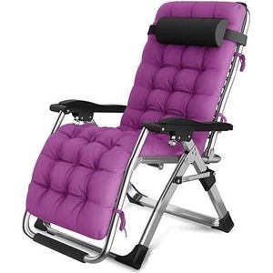 GEIRONV Camping Ligstoel, Outdoor Strand Camping Verstelbare Fauteuil Anti-Rollover Voet Pad Body Curve Design Fauteuil Fauteuils (Color : Purple, Size : 180x65x40cm)