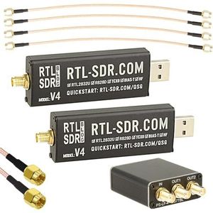 Impulsfoto 2x RTL-SDR Blog V4 krachtige SDR R828D tuner + 4-voudige verdeler + 4x SMA kabel