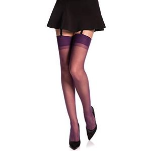 Romartex Effen top pure 20 DEN elastaan kousen, 7 kleuren, maten S-XL, Paars, XL
