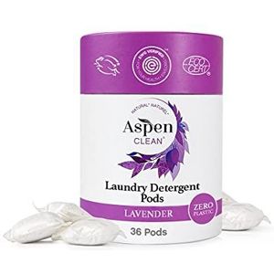 AspenClean AspenClean Lavendel-wascapsules, verbeterde verpakking, geen plastic, EEG verified, veganistisch, niet-biologisch, hypoallergeen, natuurlijk wasmiddel, 36 stuks